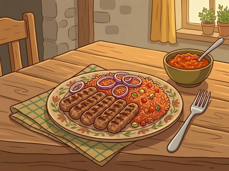 Datei:Rezept Cevapcici mit Djuvec-Reis.jpg